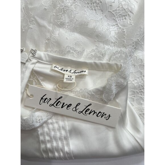 For Love & Lemons Eyelash Allira Lace Midi Skirt in White - Picture 4 of 4